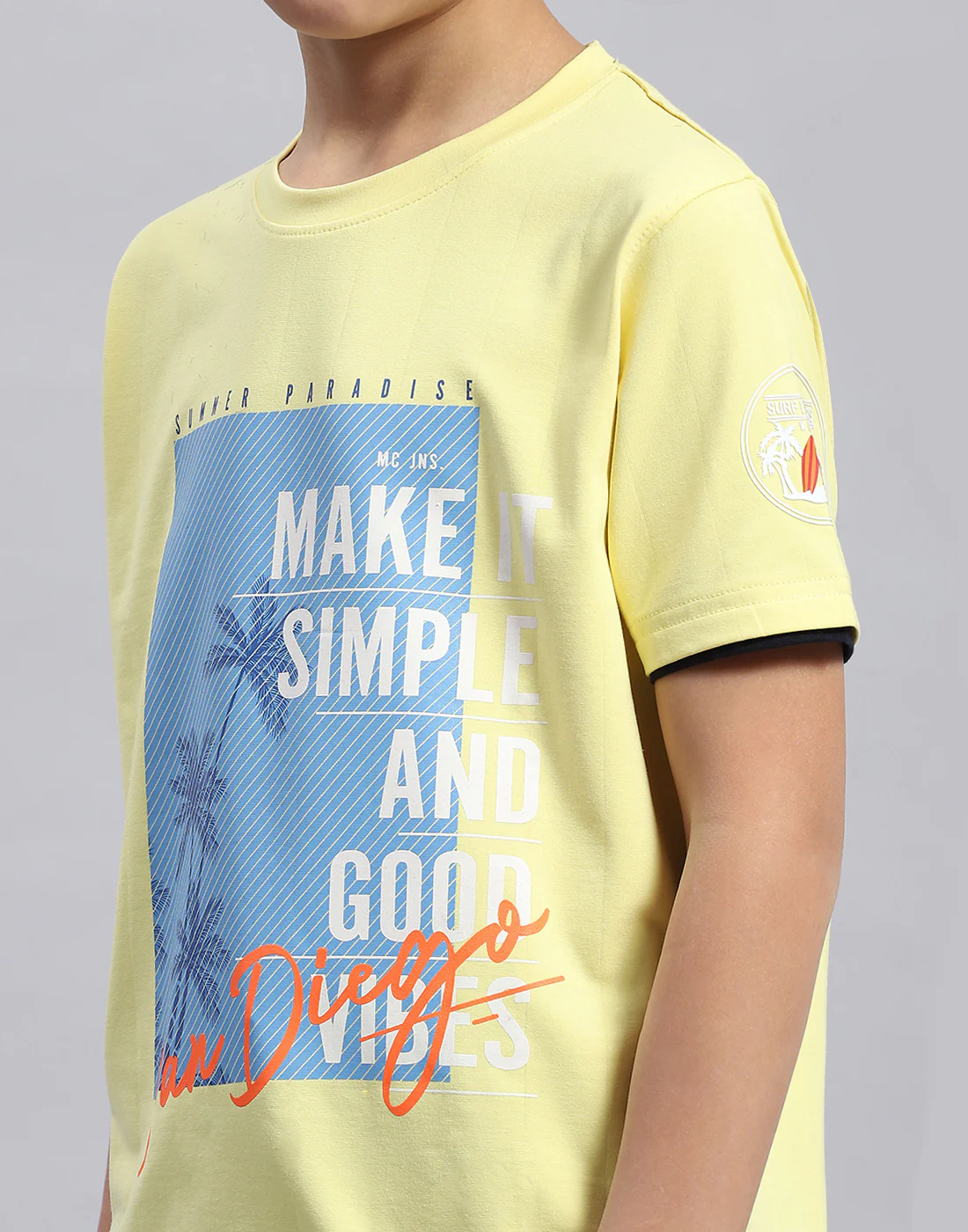 Boys Yellow Printed Round Neck Half Sleeve T-Shirt - Image 6
