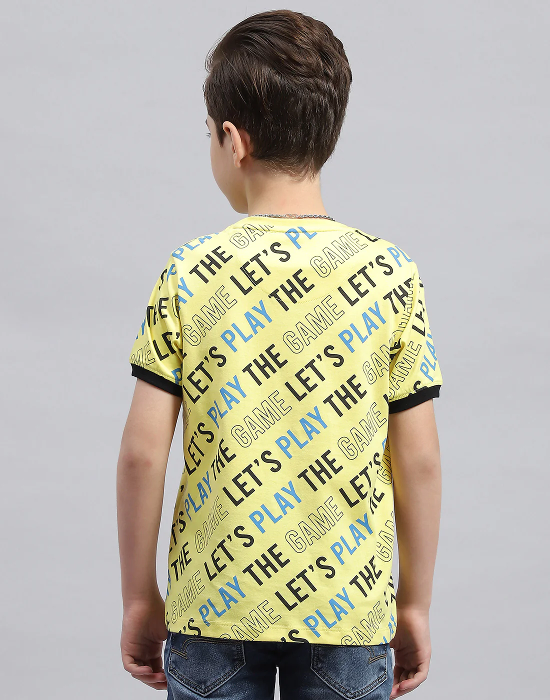 Boys Yellow Printed Round Neck Half Sleeve T-Shirt - Image 5