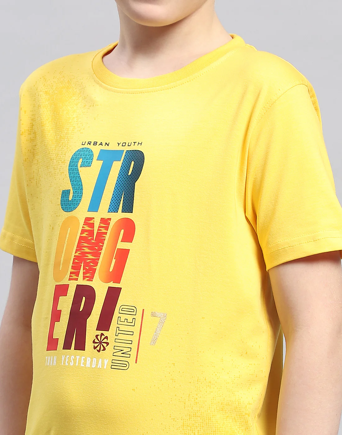 Boys Yellow Printed Round Neck Half Sleeve T-Shirt - Image 7