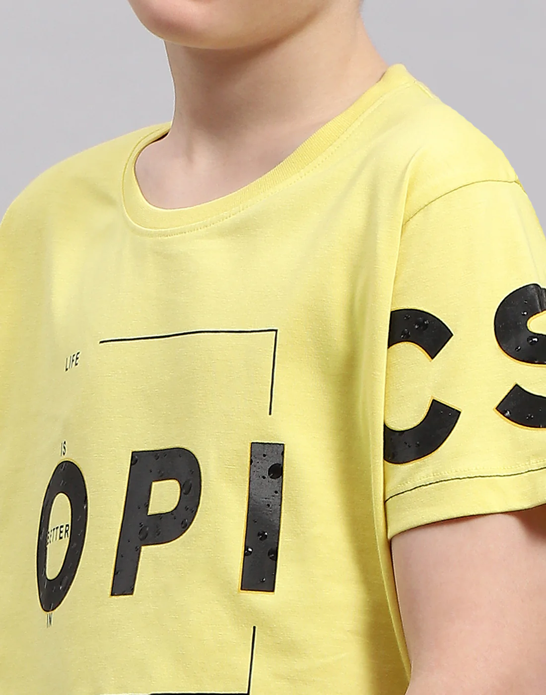 Boys Yellow Printed Round Neck Half Sleeve T-Shirt - Image 6