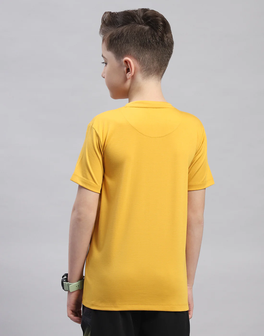 Boys Yellow Printed Round Neck Half Sleeve T-Shirt - Image 5