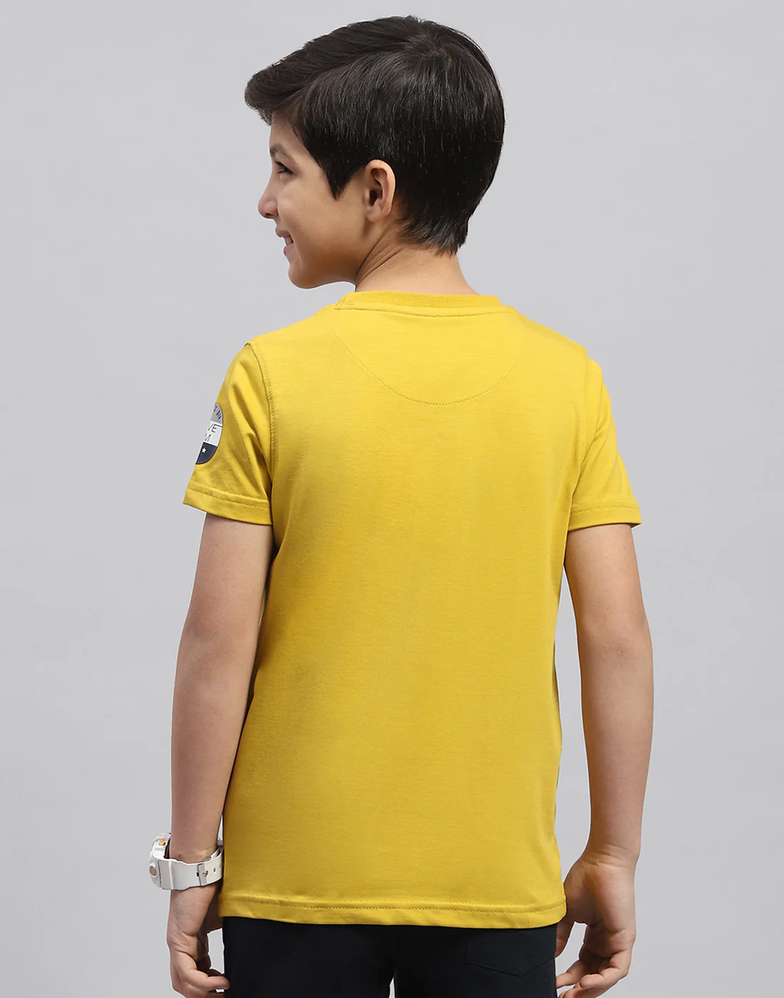 Boys Yellow Printed Round Neck Half Sleeve T-Shirt - Image 5