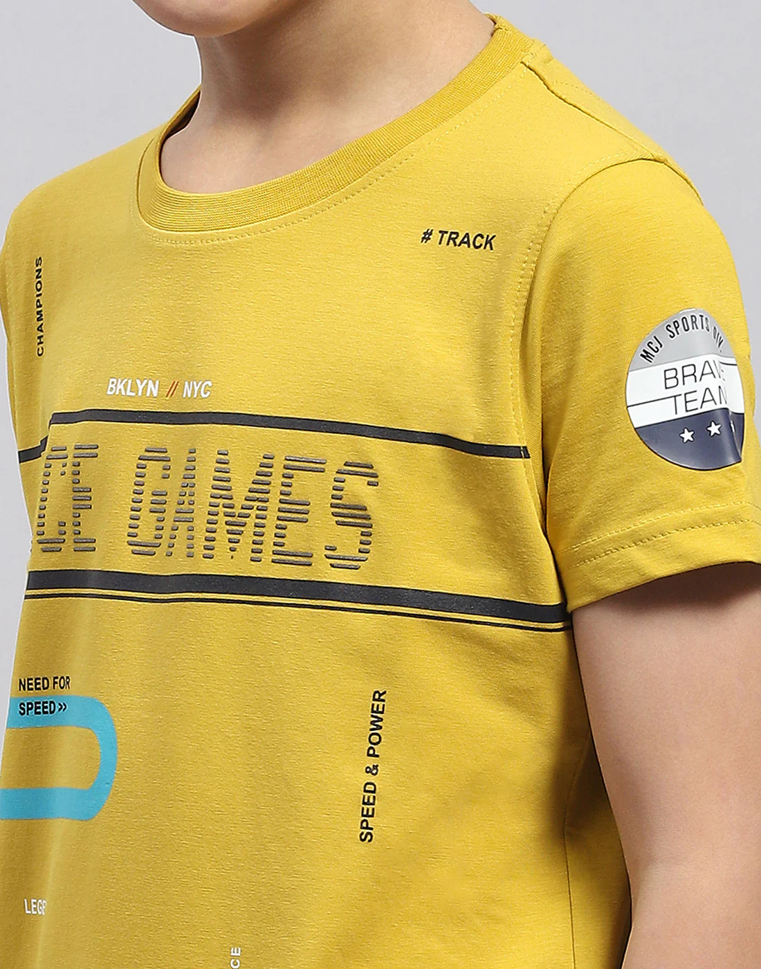 Boys Yellow Printed Round Neck Half Sleeve T-Shirt - Image 6