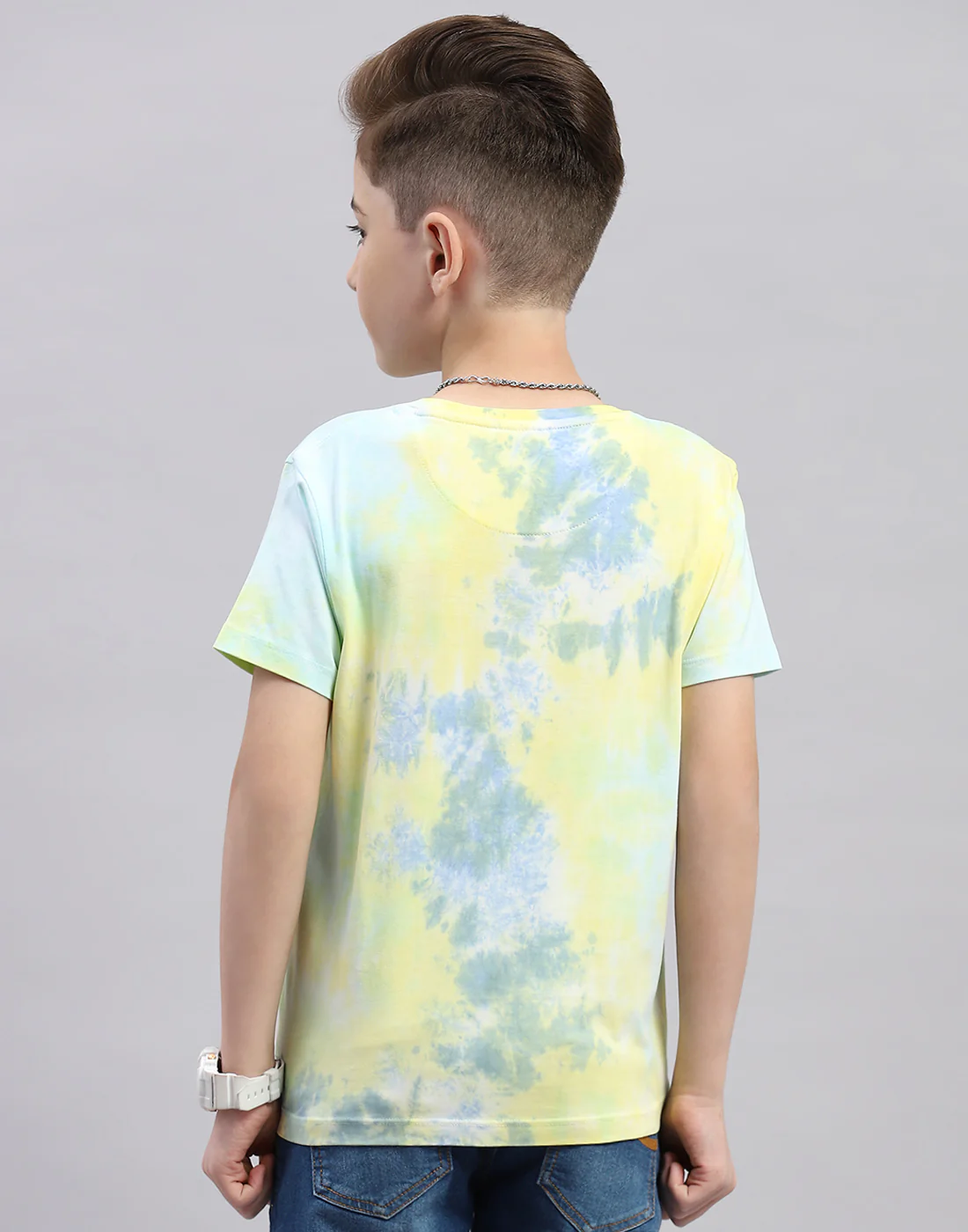 Boys Yellow Printed Round Neck Half Sleeve T-Shirt - Image 5