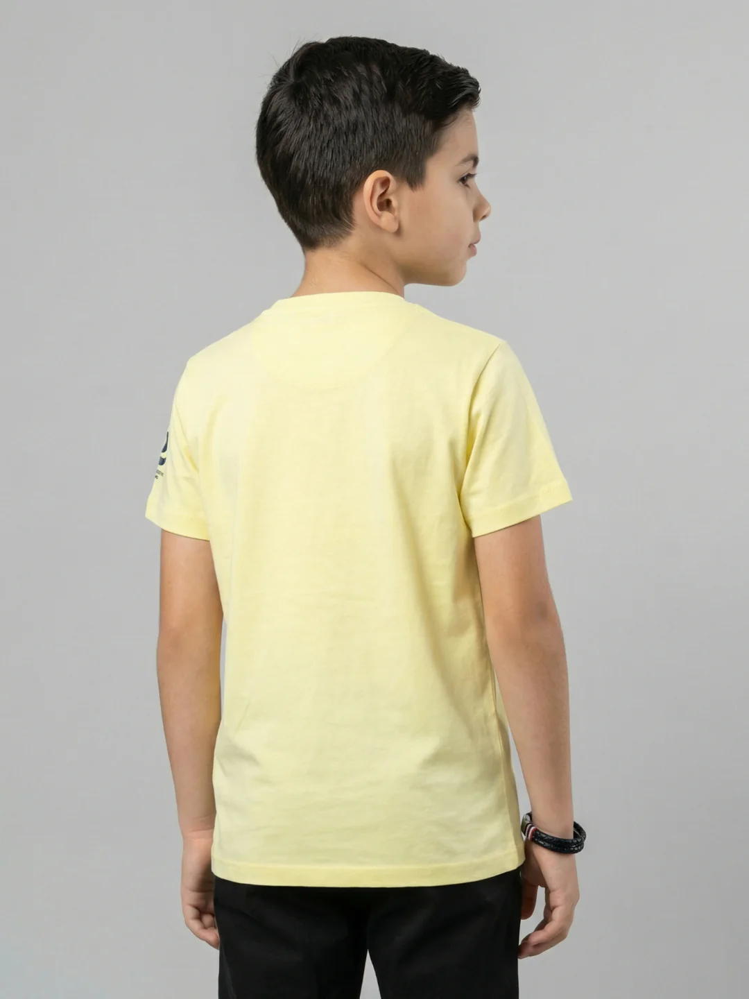 Boys Yellow Printed Round Neck Half Sleeve T-Shirt - Image 5