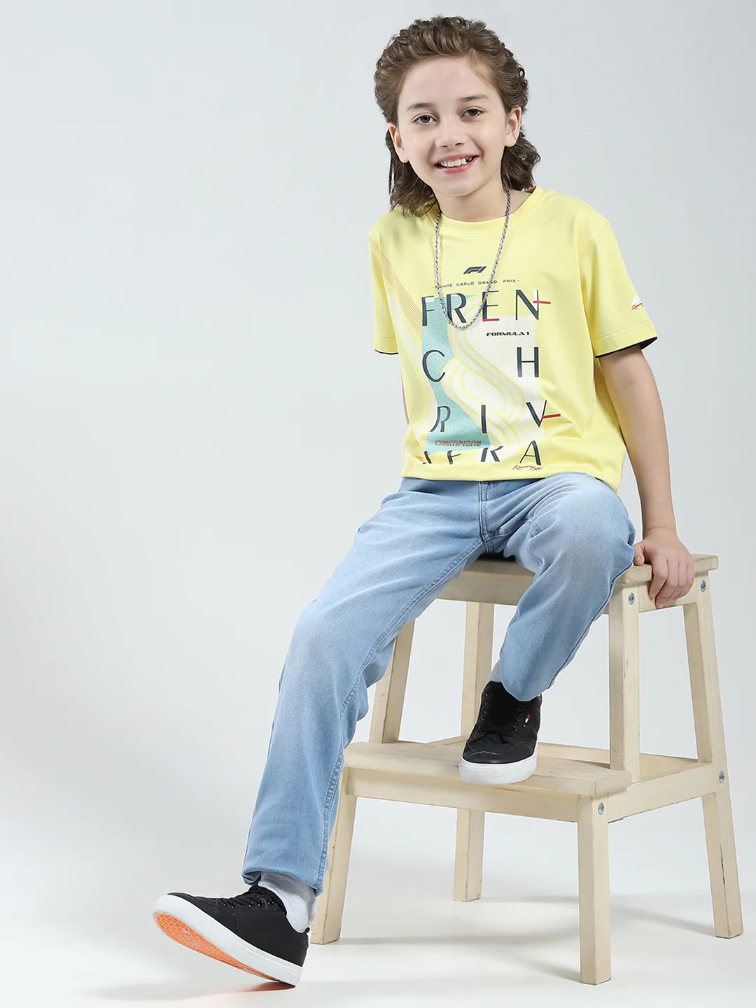 Boys Yellow Printed Round Neck Half Sleeve T-Shirt - Image 2