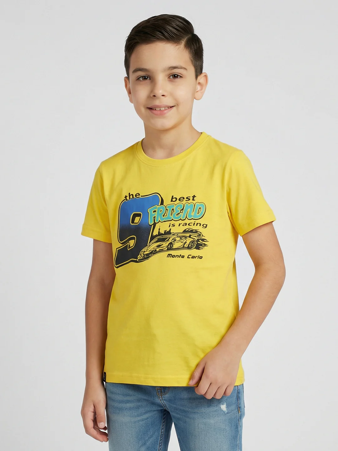 Boys Yellow & Sky Blue Printed Round Neck Half Sleeve T-Shirt (Pack of 2) - Image 7