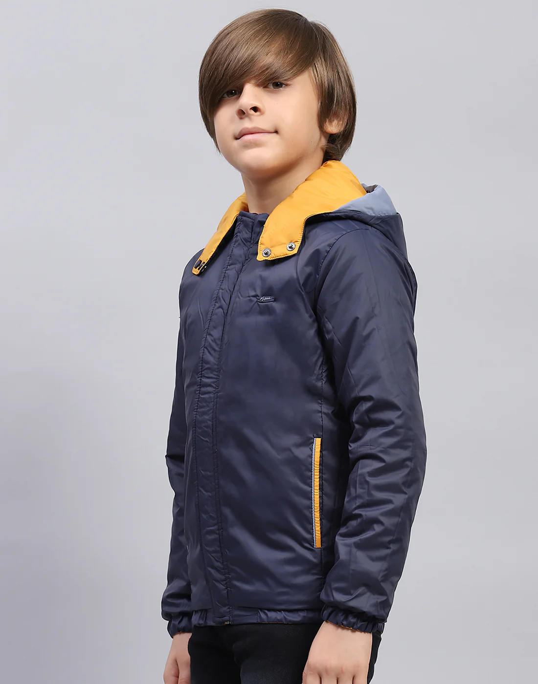 Boys Yellow Solid Hooded Full Sleeve Jacket - Image 9