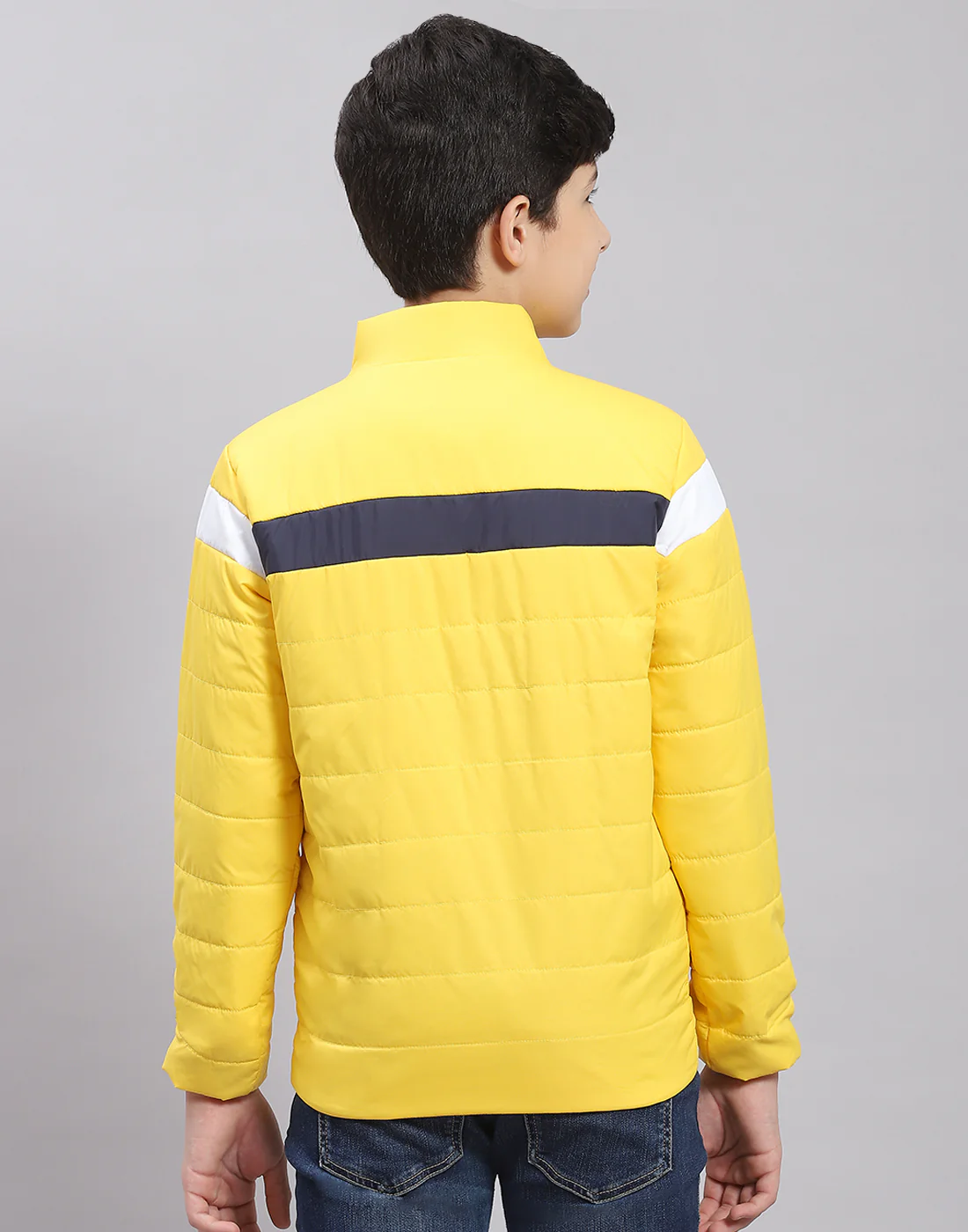 Boys Yellow Solid Stand Collar Full Sleeve Boys Jacket - Image 5