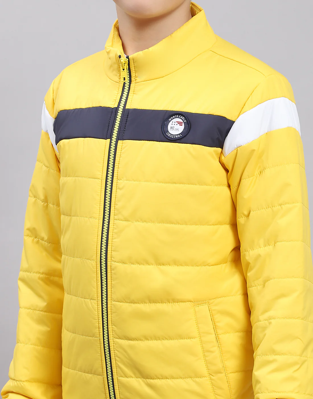 Boys Yellow Solid Stand Collar Full Sleeve Boys Jacket - Image 6