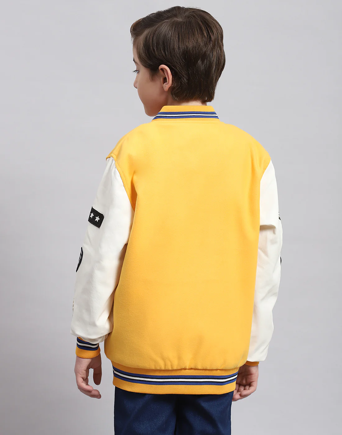 Boys Yellow Solid Stand Collar Full Sleeve Boys Jacket - Image 5