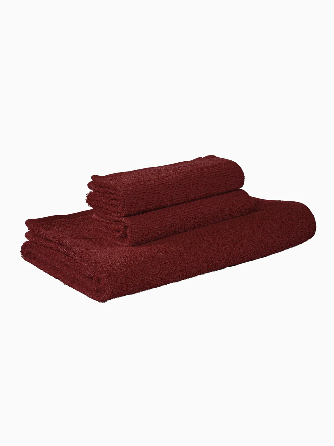 Brick Red 100% Cotton Solid 380 GSM Bath Towel Super Charm 3 Pc Set Gifting Box Pack - Image 4