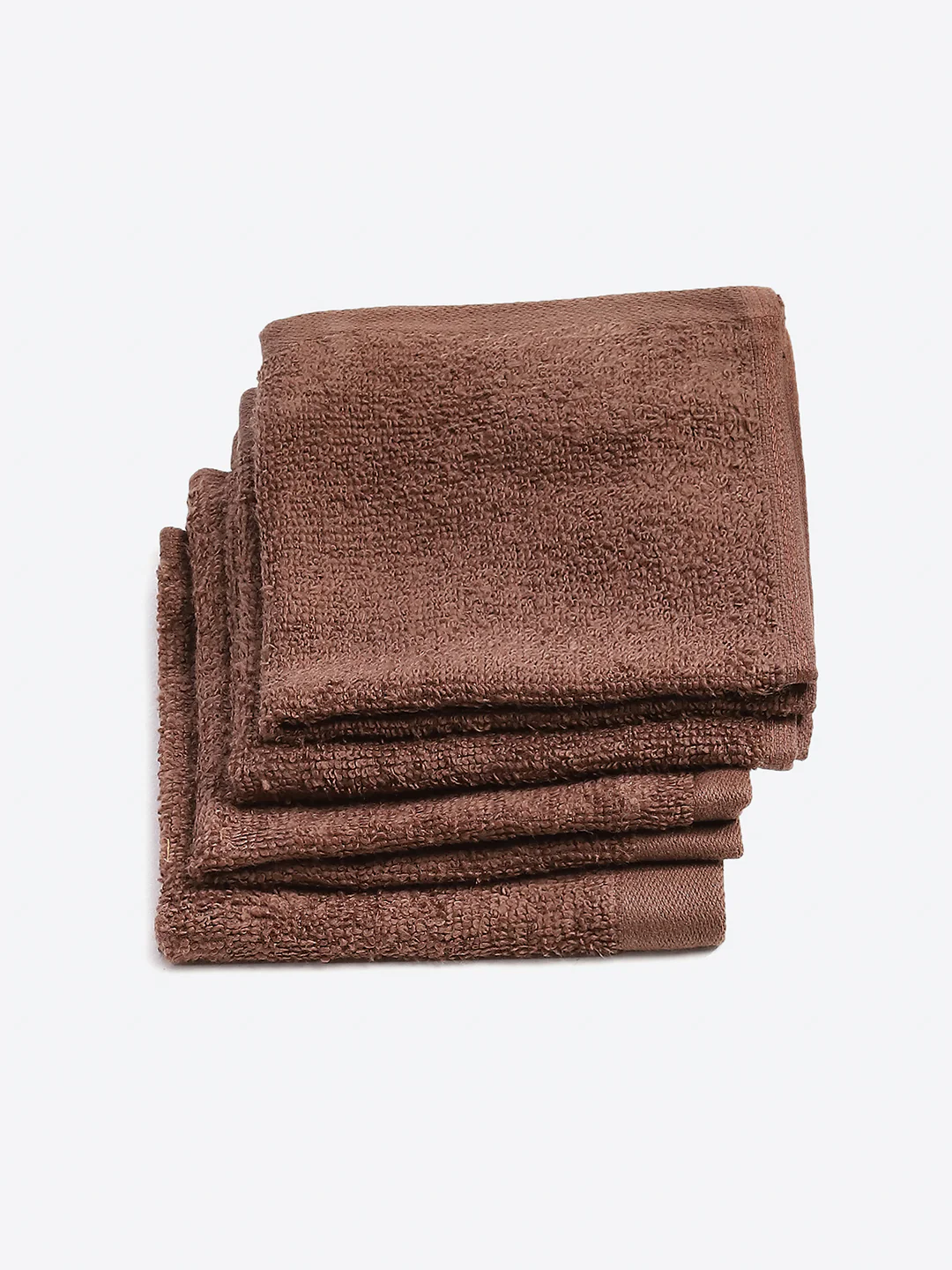 Brown Cotton Solid 600 GSM Face Towel (Pack of 4) - Image 2