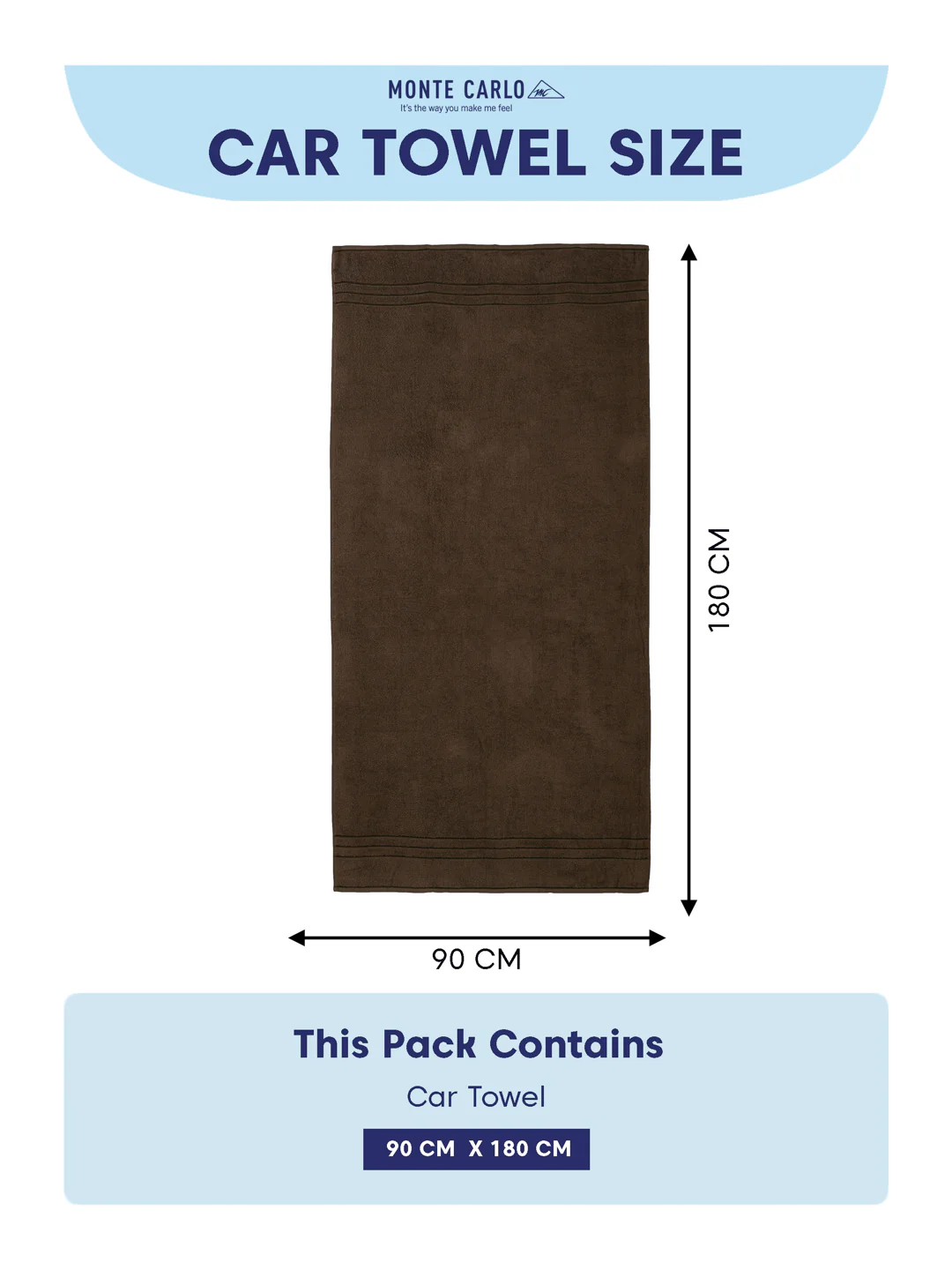 Brown Pure Cotton Solid 340 GSM Car Towel 1 Piece (Soho Collection) - Image 7