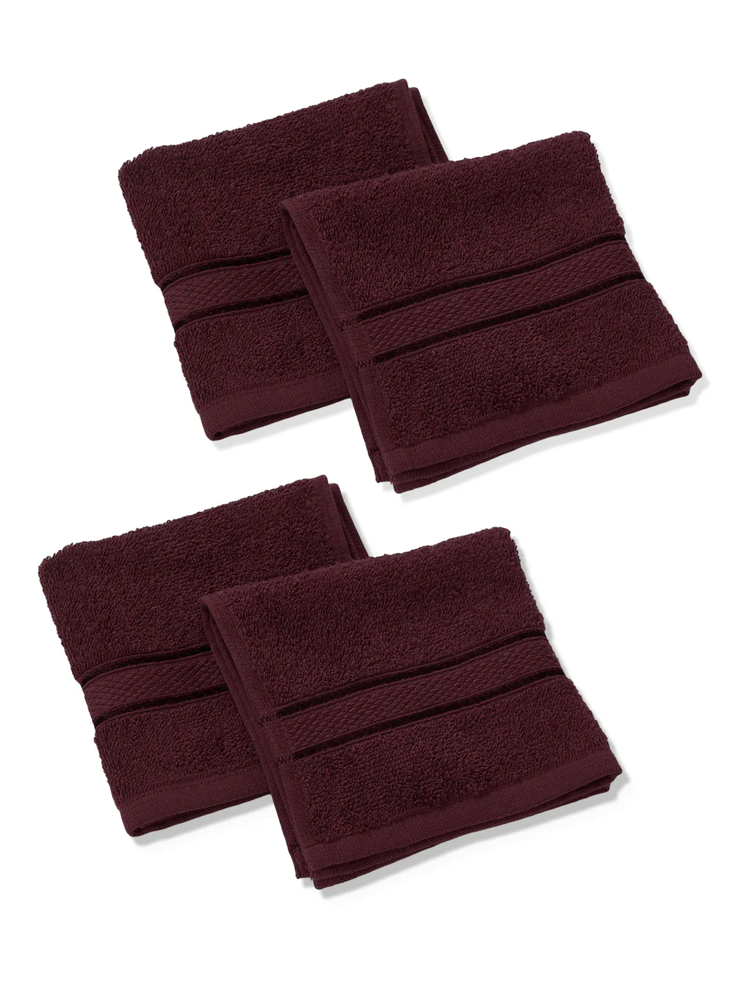 Burgundy Pure Cotton Solid 400 GSM Face Towel 4 Pc Set (Jasper Collection) - Image 4