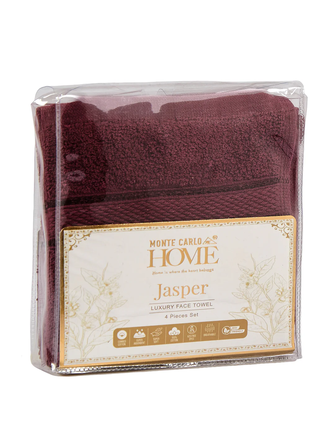 Burgundy Pure Cotton Solid 400 GSM Face Towel 4 Pc Set (Jasper Collection) - Image 8