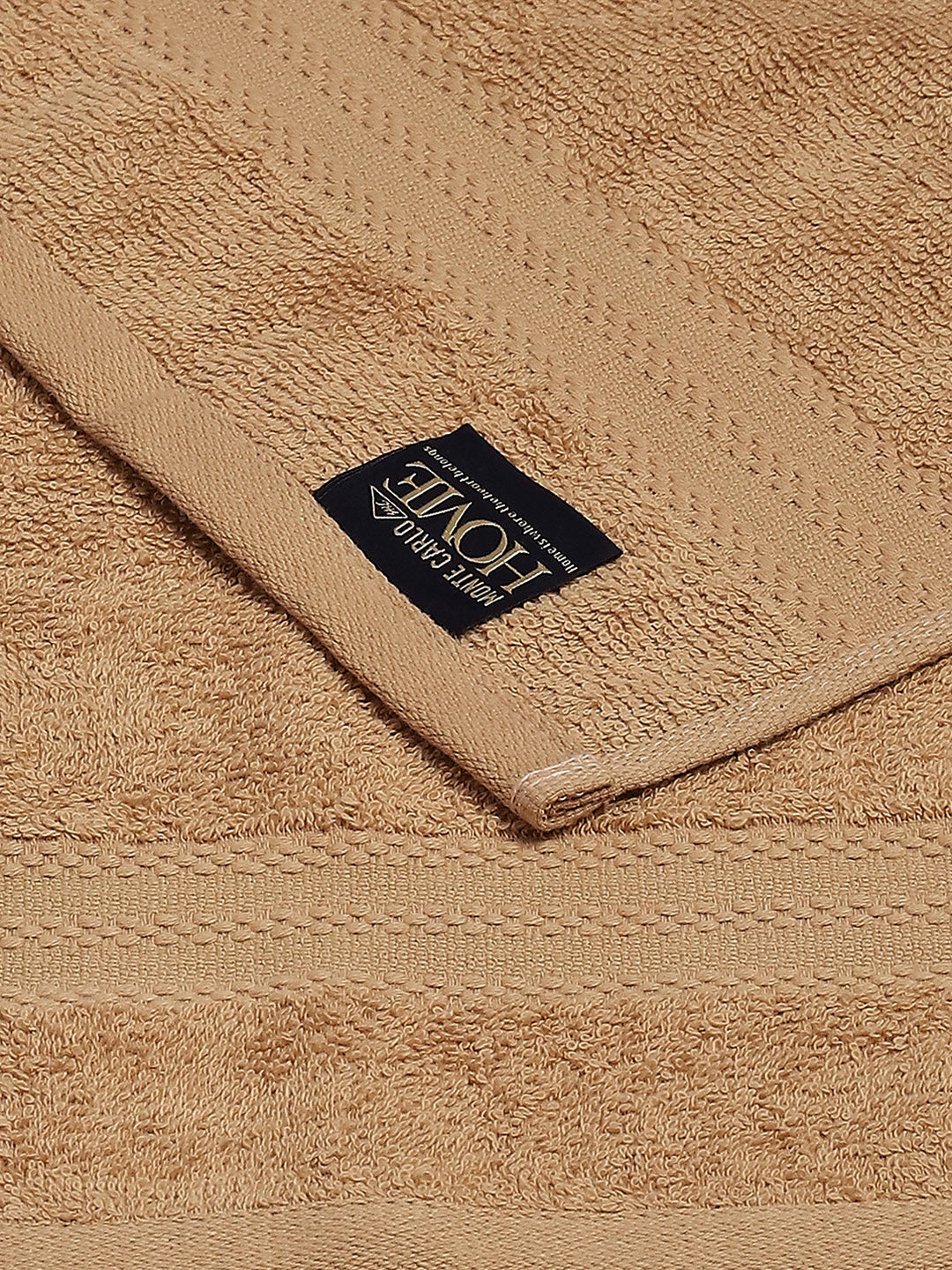 Camel Brown Cotton Solid 380 GSM 2 Bath Towel & 2 Hand Towel - Image 3