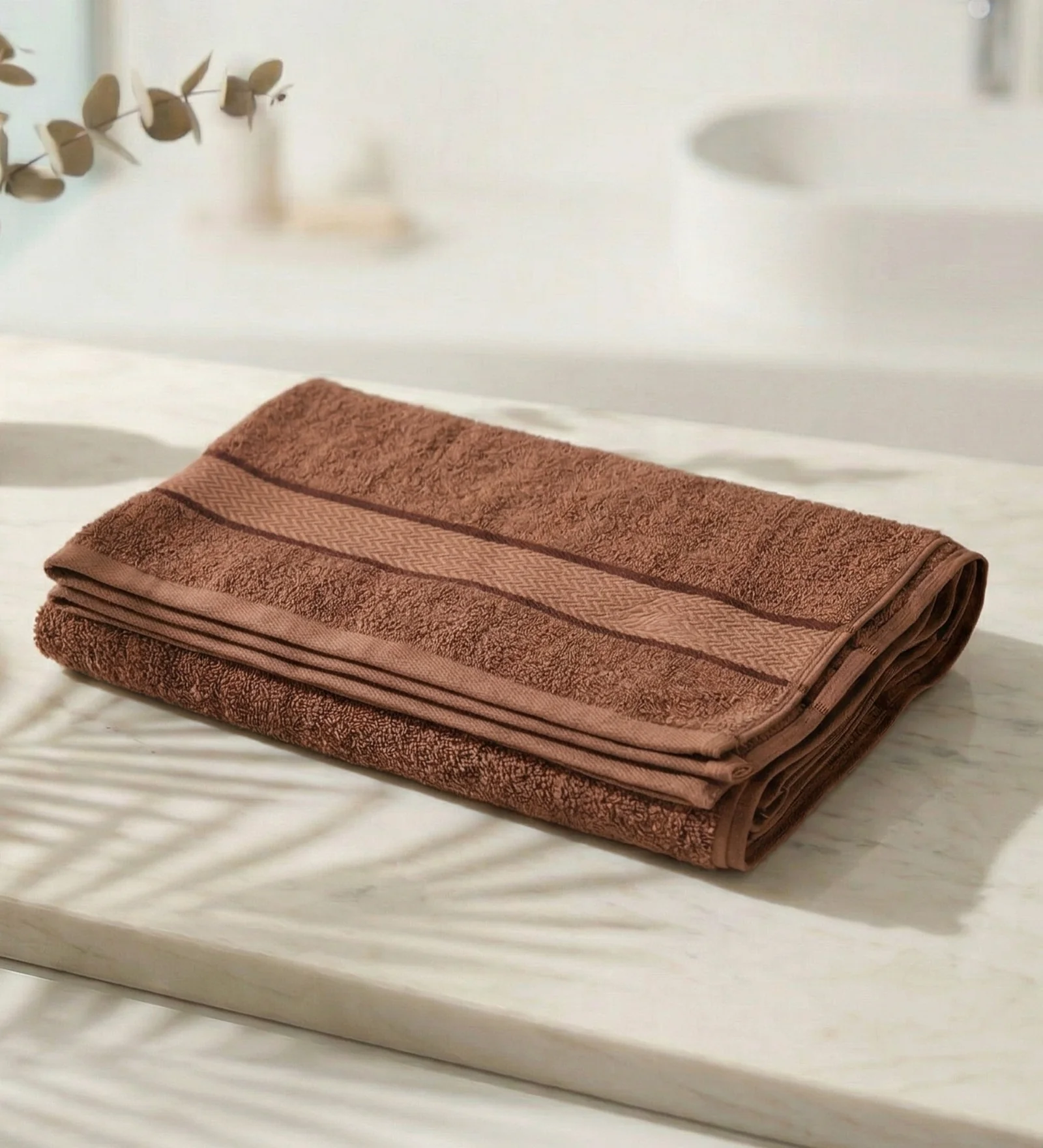 Camel Brown Pure Cotton Solid 450 GSM Bath Towel 1 Piece (Oasis Collection) - Image 2