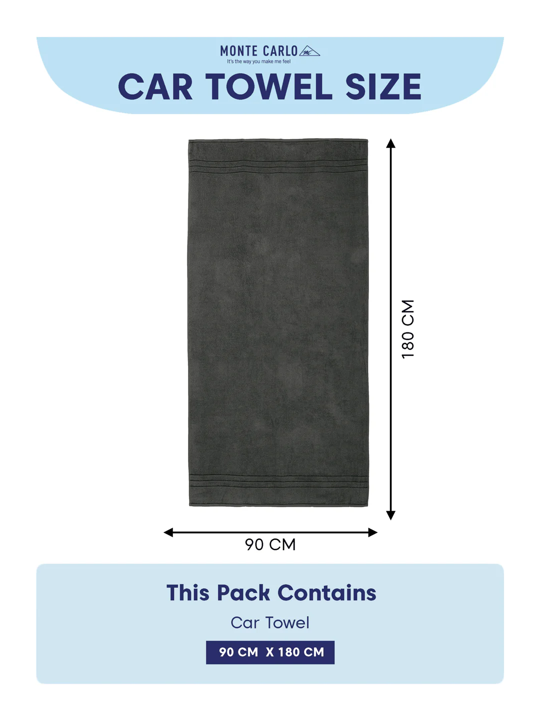 Charcoal Pure Cotton Solid 340 GSM Car Towel 1 Piece (Soho Collection) - Image 7