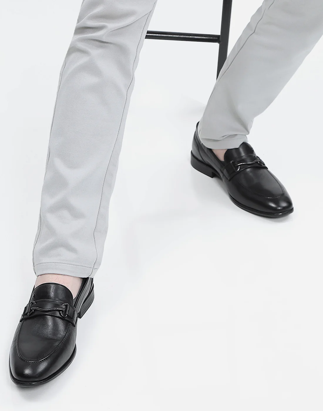 Men Black Slip on Genuine Leather Loafers - Image 2