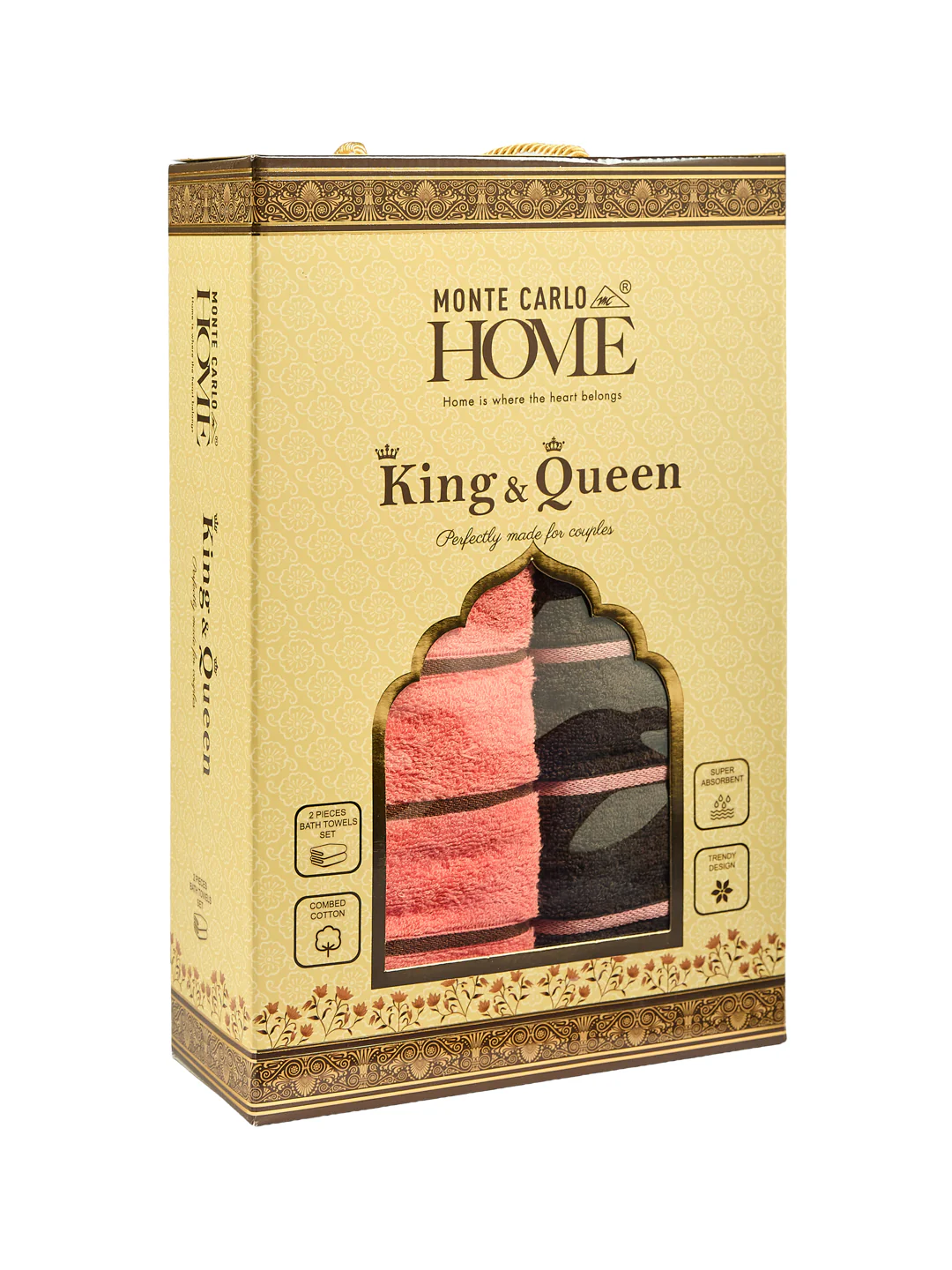 Coral & Brown 100% Cotton Solid 480 GSM Bath Towel King & Queen 2 Pc Set Gifting Box Pack - Image 16