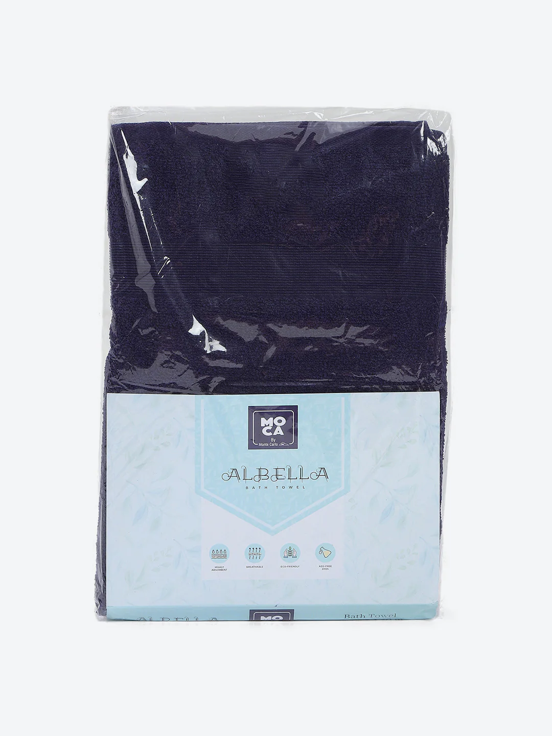 Dark Blue Cotton Solid 380 GSM Bath Towel (Albella) - Image 5