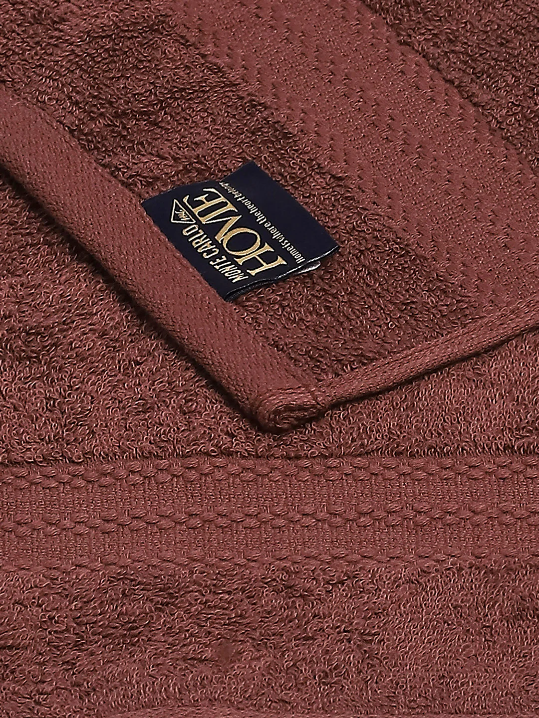 Dark Brown Cotton Solid 380 GSM 2 Bath Towel & 2 Hand Towel - Image 3