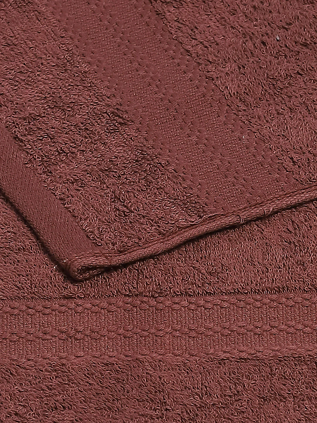 Dark Brown Cotton Solid 380 GSM 2 Bath Towel & 2 Hand Towel - Image 4