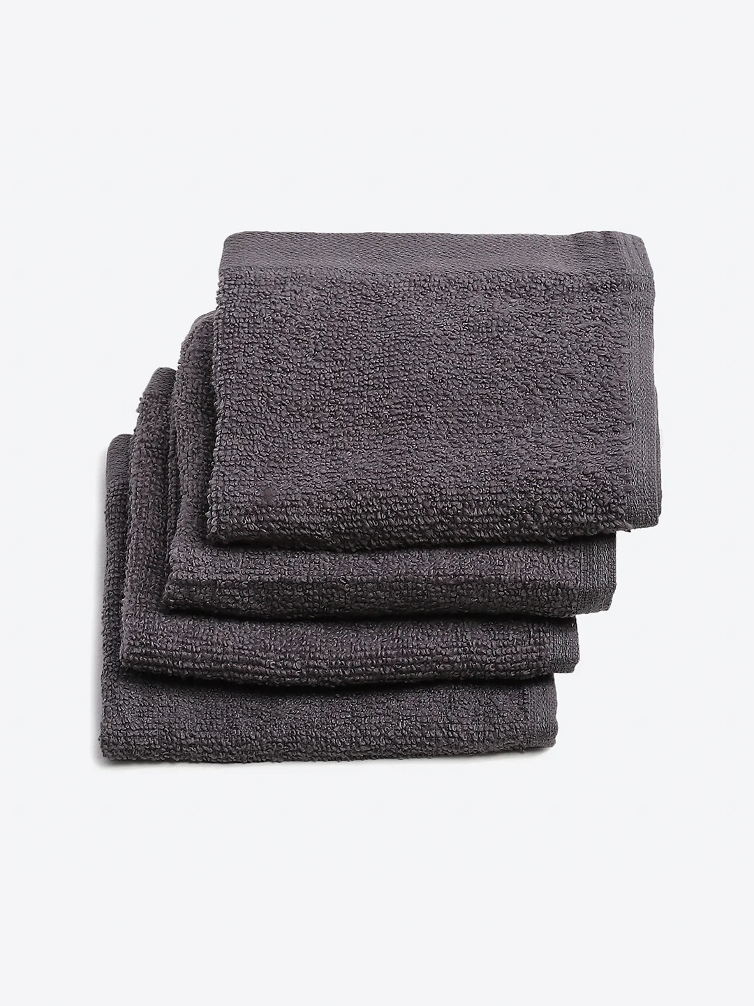 Dark Grey Cotton Solid 600 GSM Face Towel (Pack of 4) - Image 2
