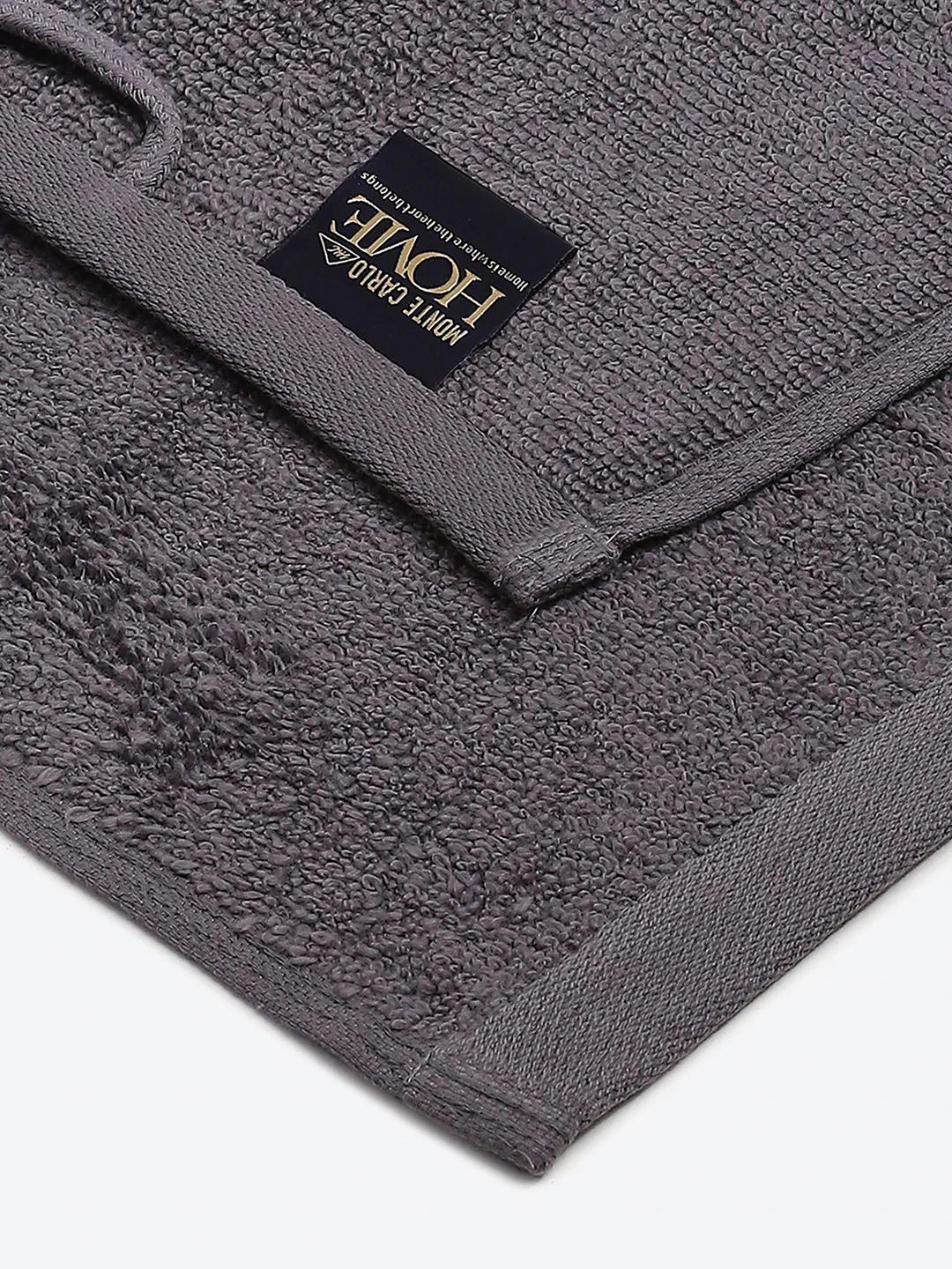 Dark Grey Cotton Solid 600 GSM Face Towel (Pack of 4) - Image 3