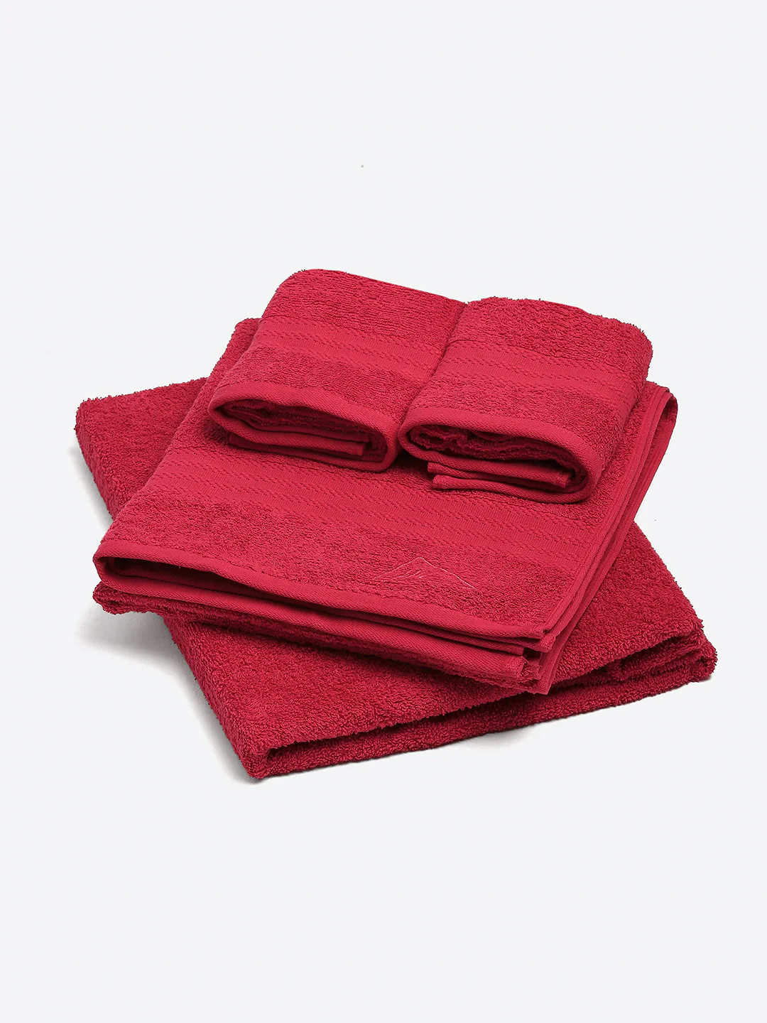 Dark Red Cotton Solid 380 GSM 2 Bath Towel & 2 Hand Towel - Image 2
