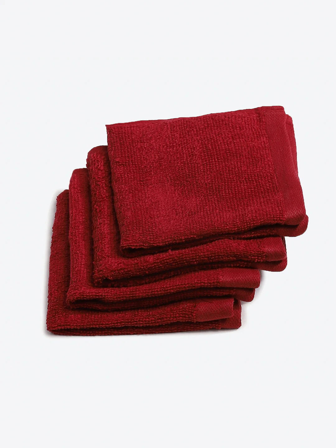 Dark Red Cotton Solid 600 GSM Face Towel (Pack of 4) - Image 2