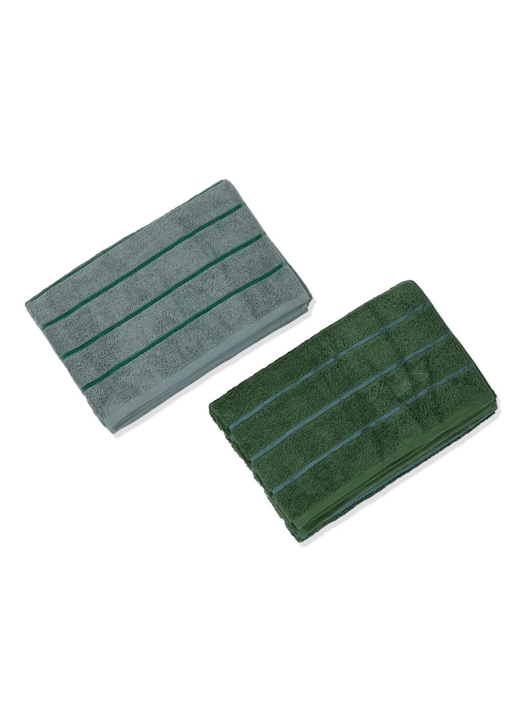Dusty Blue & Green 100% Cotton Solid 480 GSM Bath Towel King & Queen 2 Pc Set Gifting Box Pack - Image 5