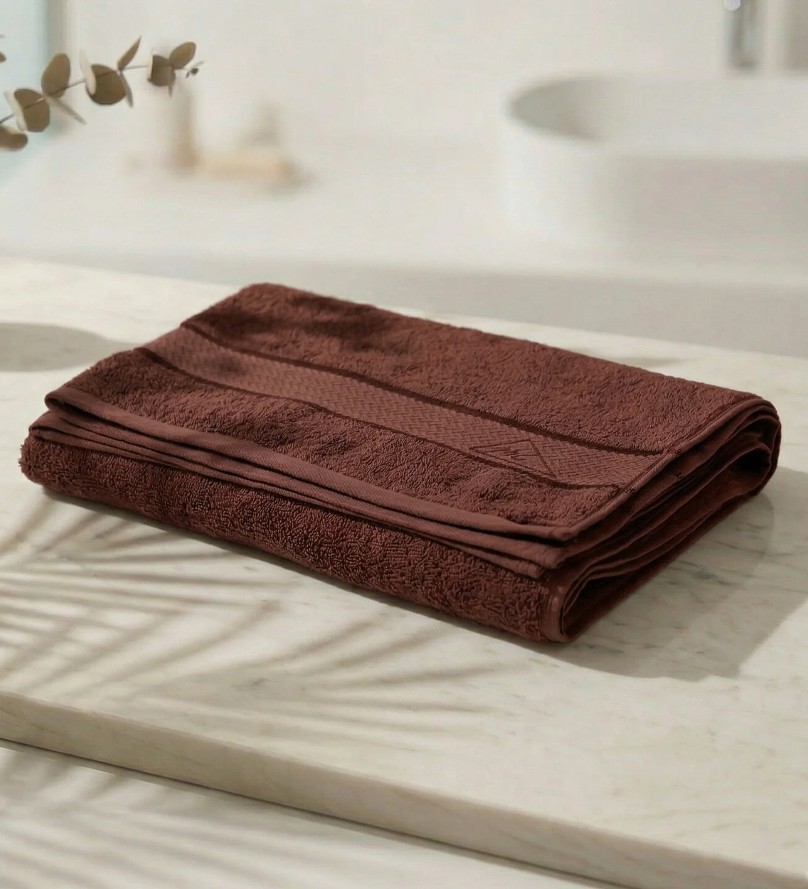 Dusty Brown Pure Cotton Solid 450 GSM Bath Towel 1 Piece (Oasis Collection) - Image 2