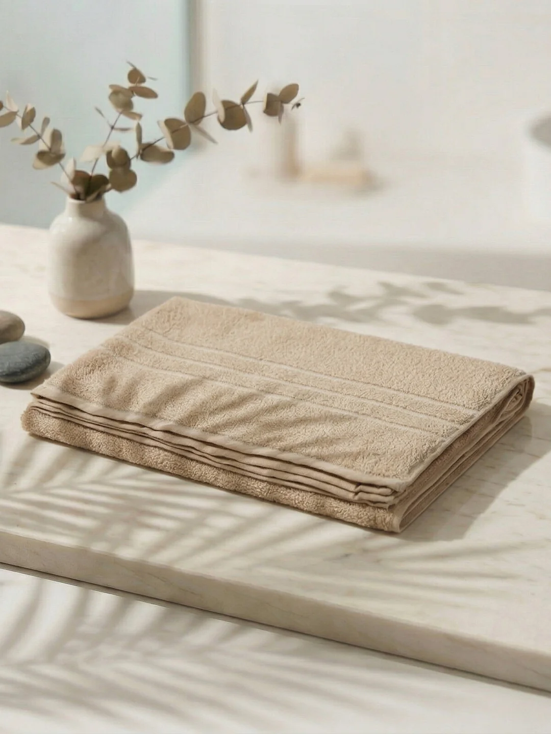 Essential Beige 100% Cotton Solid 340 GSM Bath Towel Soho 1 Pc Pvc Pack - Image 2