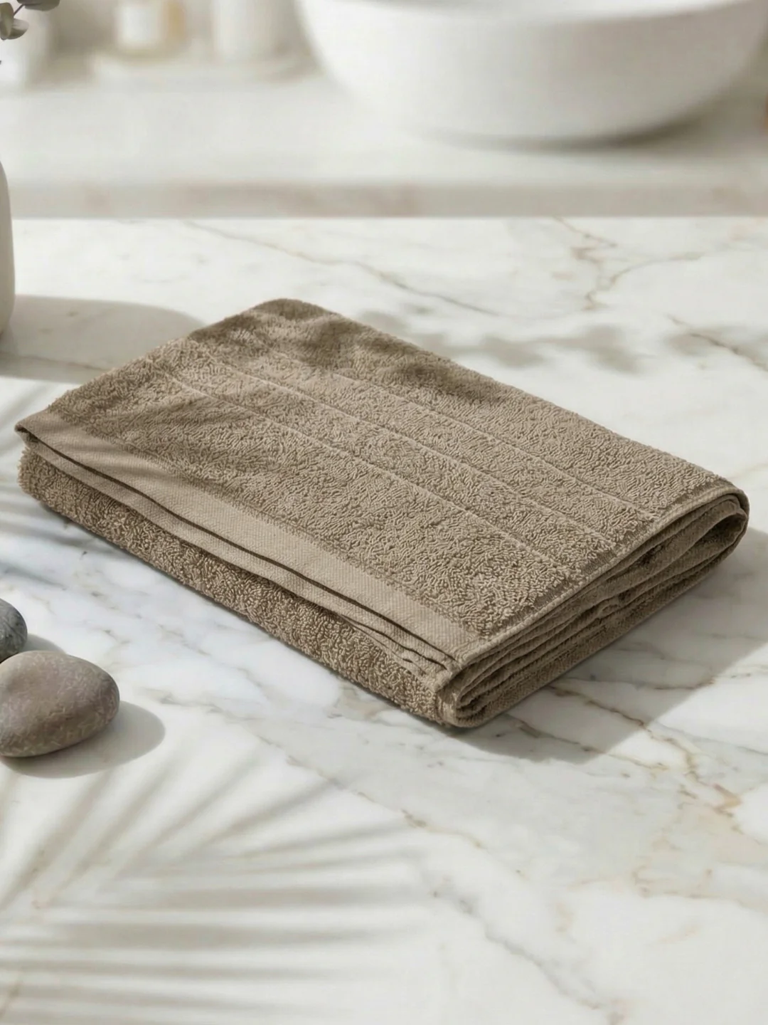 Essential Beige 100% Cotton Solid 340 GSM Bath Towel Soho Small 1 Pc Pvc Pack - Image 2