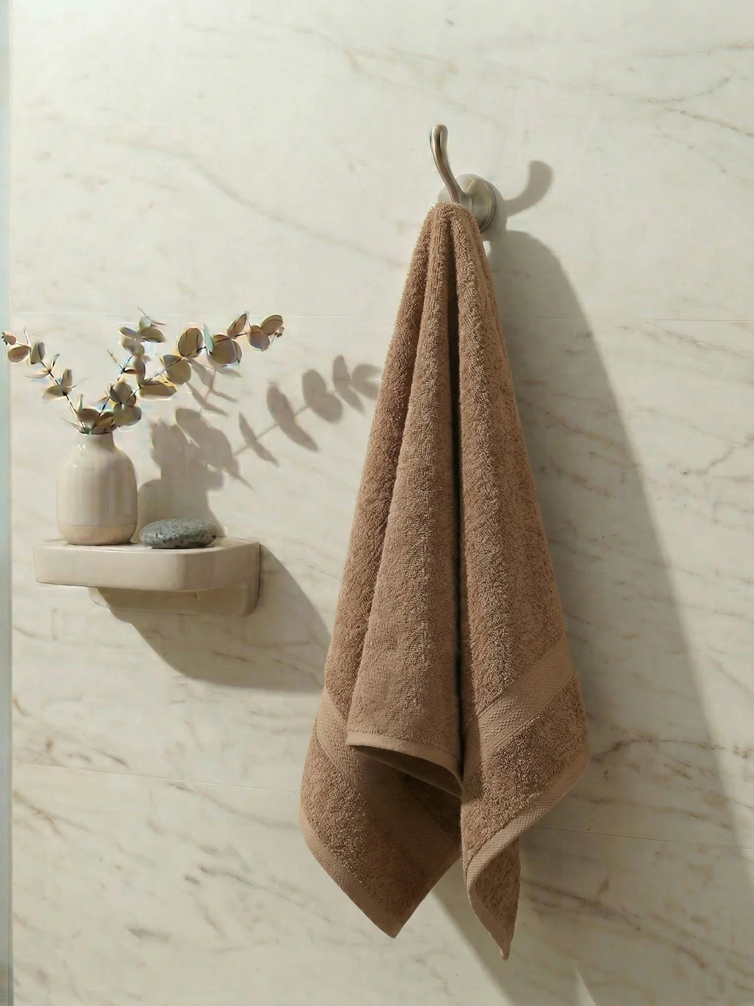 Essential Beige 100% Cotton Solid 380 GSM Bath Towel Jazz Small 1 Pc Pvc Pack