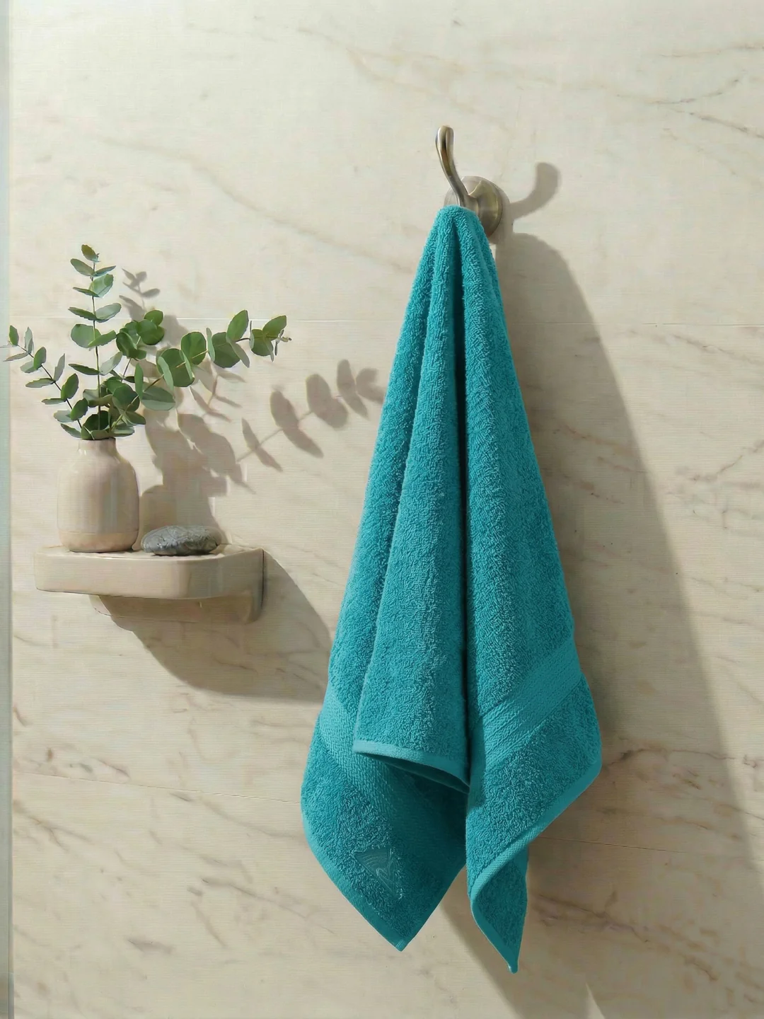 Essential Blue 100% Cotton Solid 380 GSM Bath Towel Jazz Small 1 Pc Pvc Pack