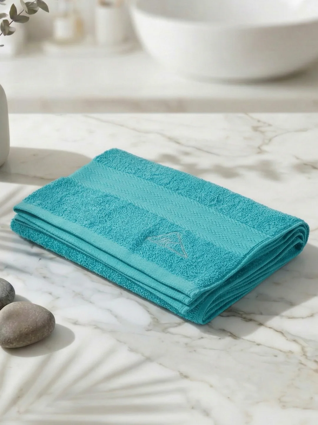Essential Blue 100% Cotton Solid 380 GSM Bath Towel Jazz Small 1 Pc Pvc Pack - Image 2