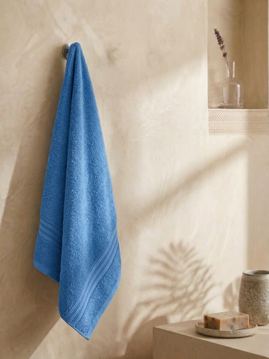 Essential Blue 100% Cotton Solid 400 GSM Bath Towel Jasper 1 Pc Pvc Pack
