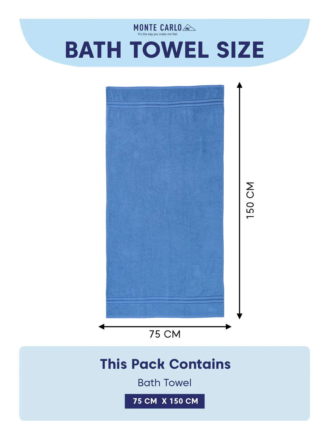 Essential Blue 100% Cotton Solid 400 GSM Bath Towel Jasper 1 Pc Pvc Pack - Image 8