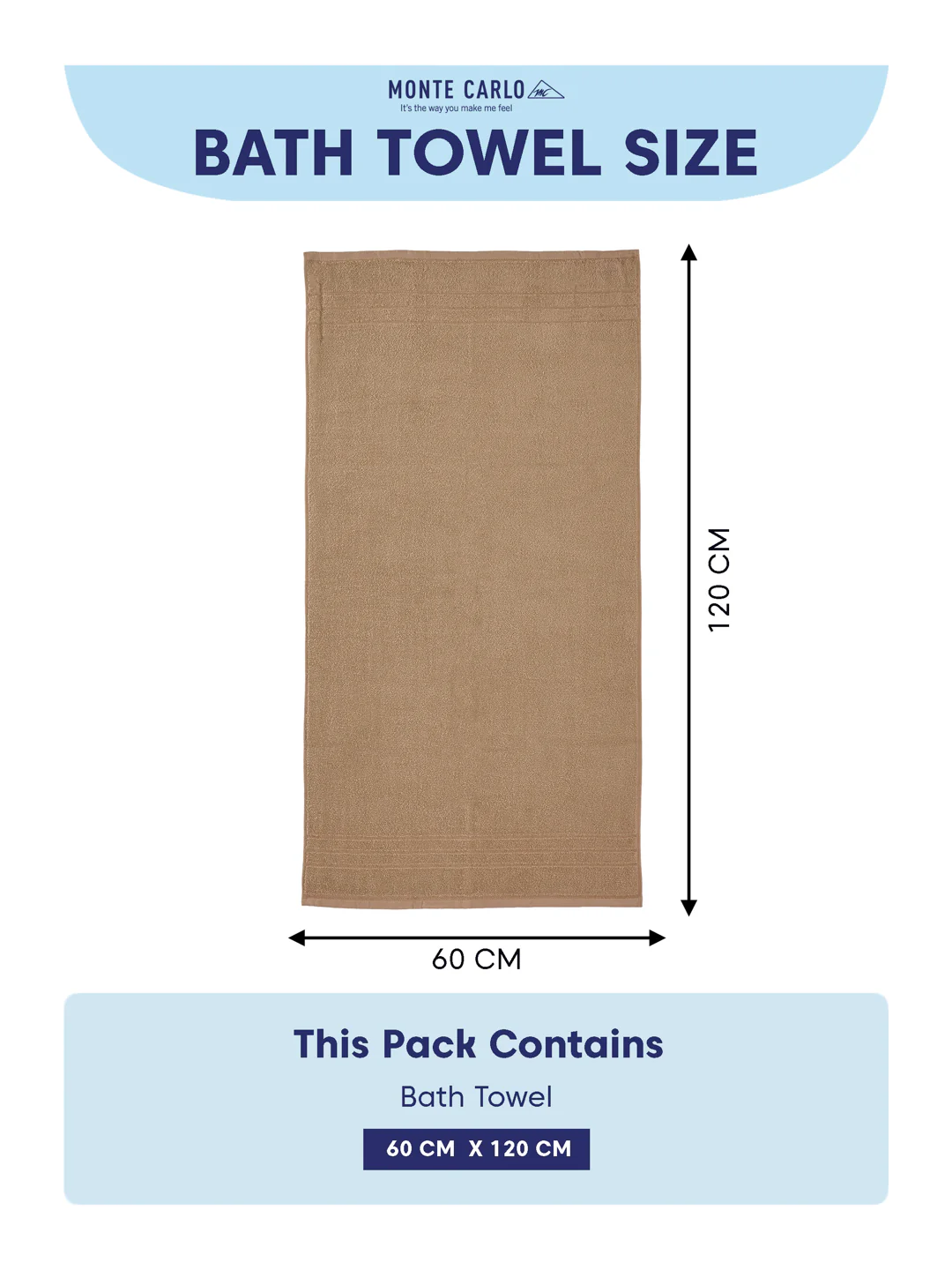 Essential Camel Brown 100% Cotton Solid 340 GSM Bath Towel Soho Small 1 Pc Pvc Pack - Image 8
