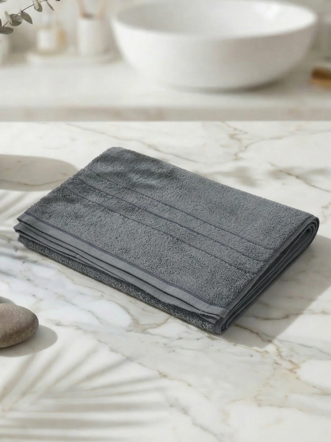 Essential Charcoal 100% Cotton Solid 340 GSM Bath Towel Soho 1 Pc Pvc Pack - Image 2