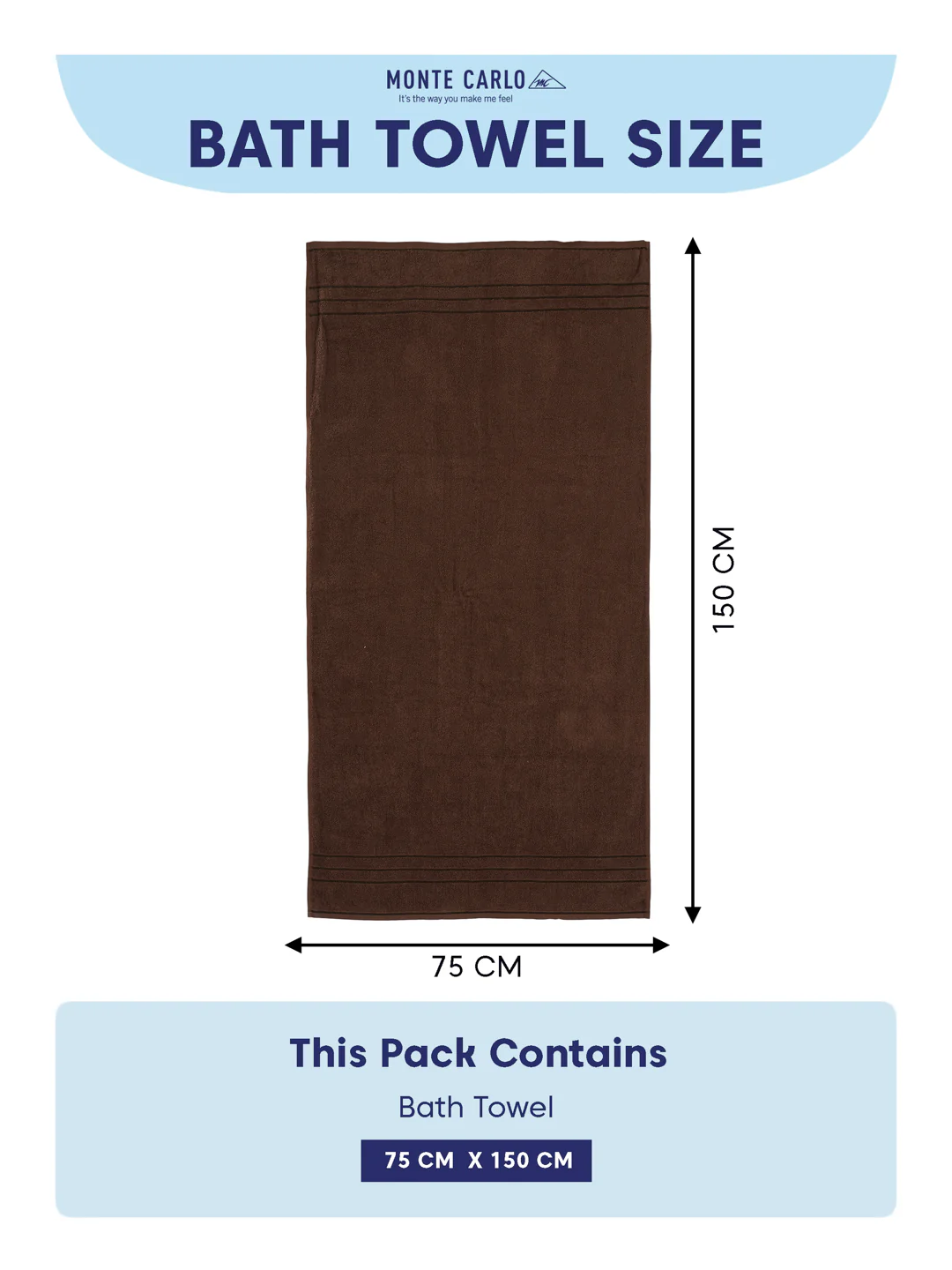 Essential Dark Brown 100% Cotton Solid 340 GSM Bath Towel Soho 1 Pc Pvc Pack - Image 8