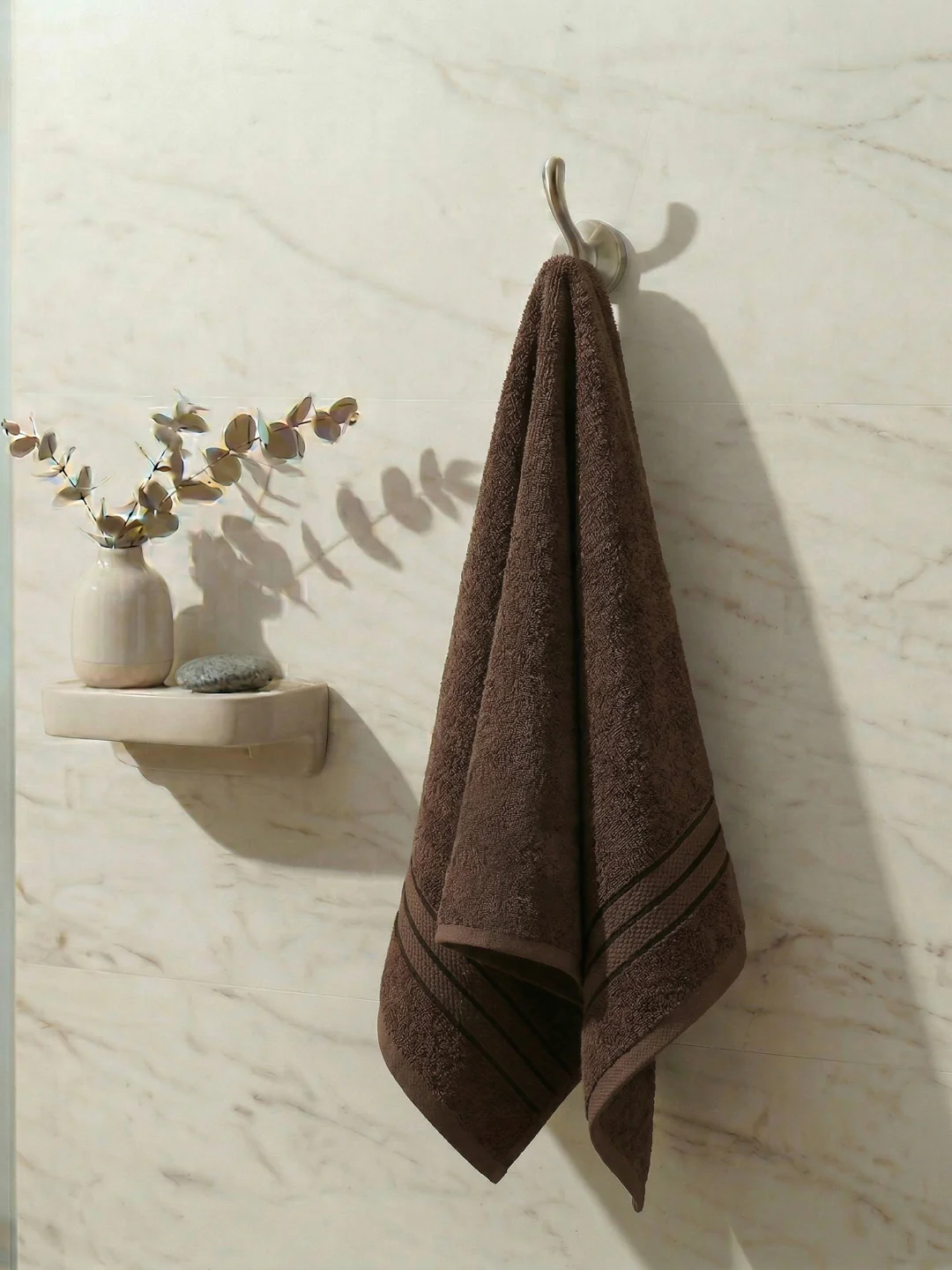 Essential Dark Brown 100% Cotton Solid 340 GSM Bath Towel Soho Small 1 Pc Pvc Pack