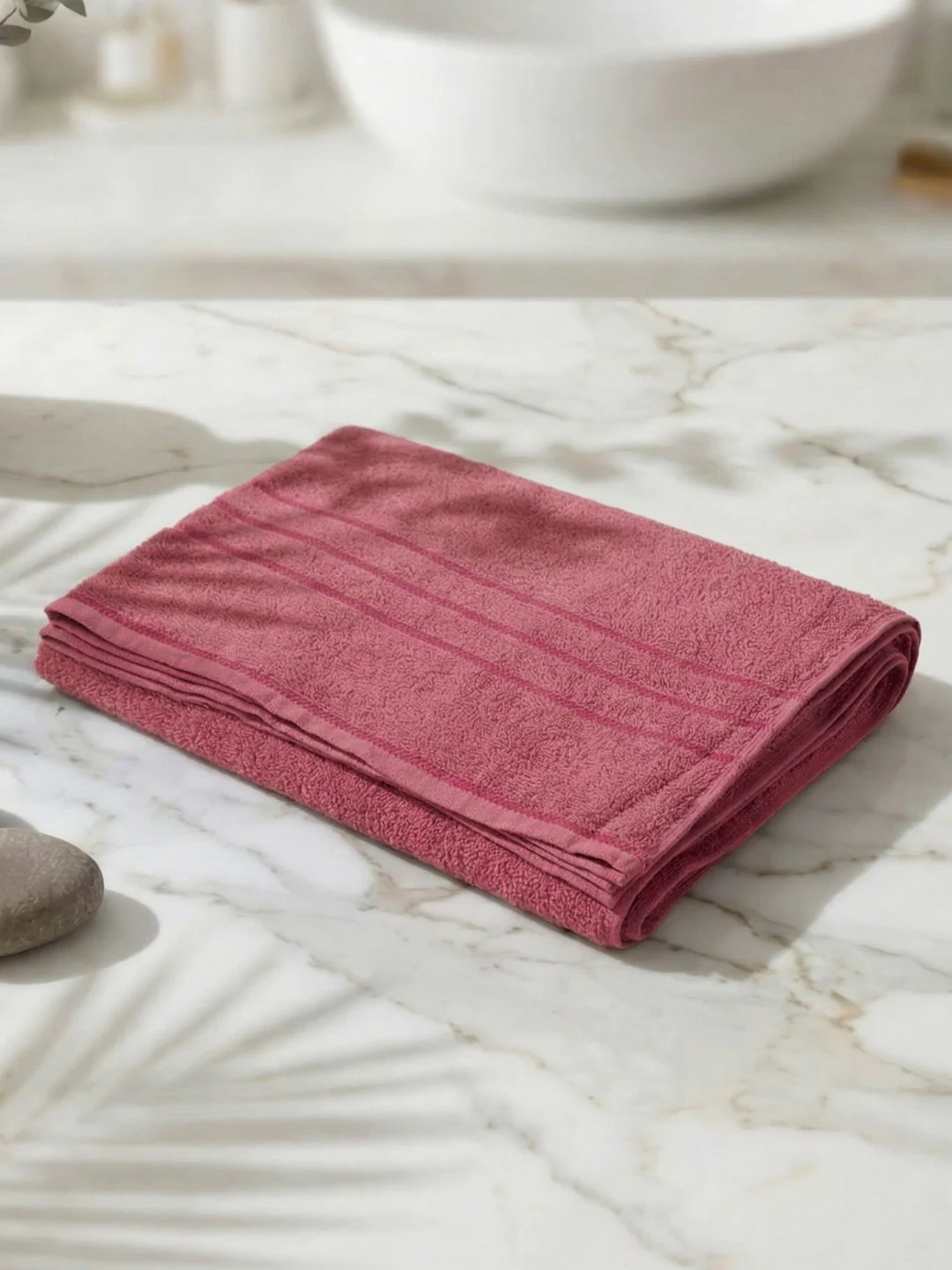 Essential Dusty Rose 100% Cotton Solid 340 GSM Bath Towel Soho 1 Pc Pvc Pack - Image 2