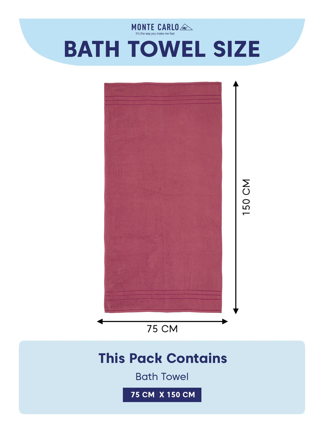 Essential Dusty Rose 100% Cotton Solid 340 GSM Bath Towel Soho 1 Pc Pvc Pack - Image 8