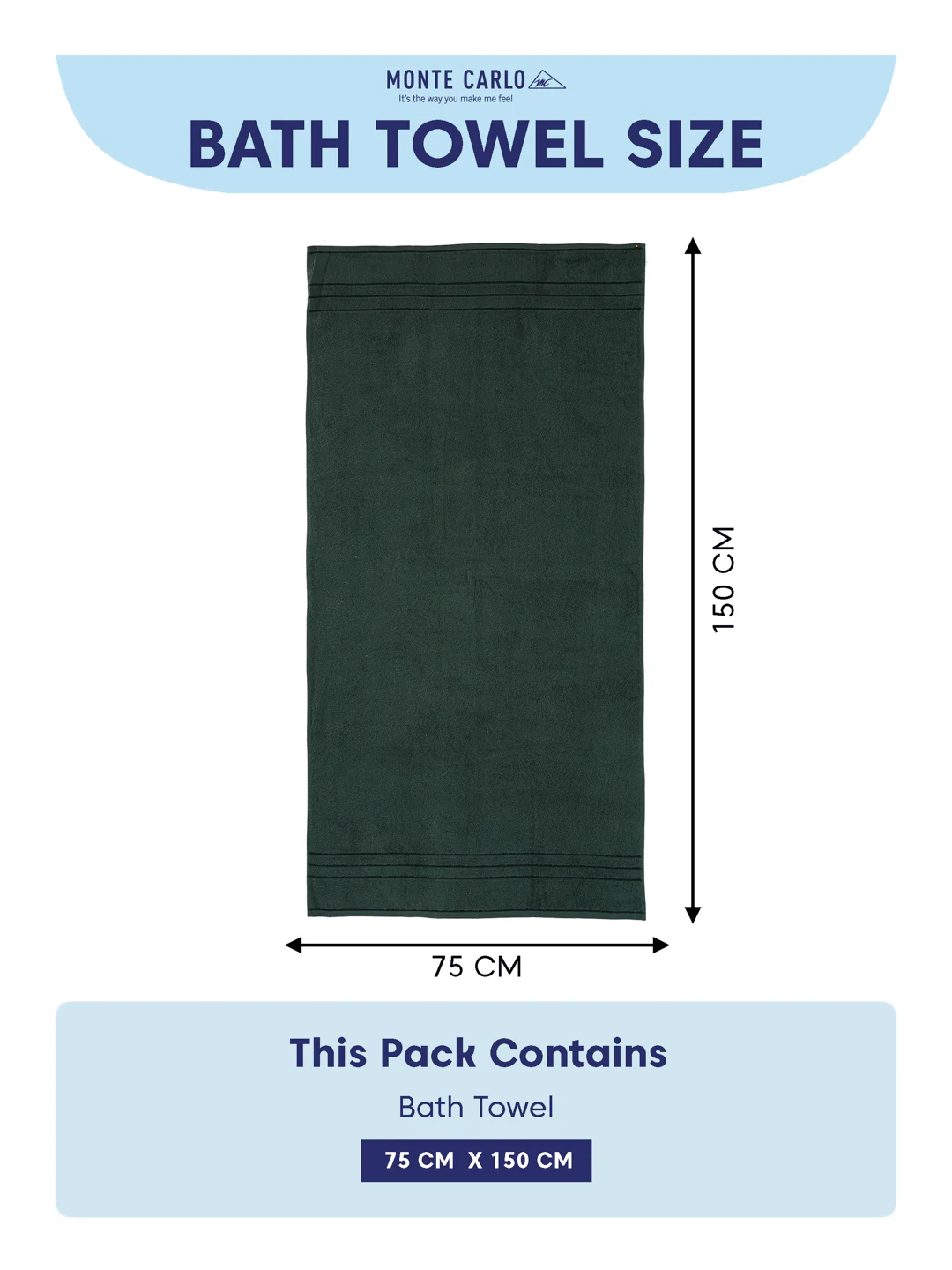 Essential Green 100% Cotton Solid 340 GSM Bath Towel Soho 1 Pc Pvc Pack - Image 8
