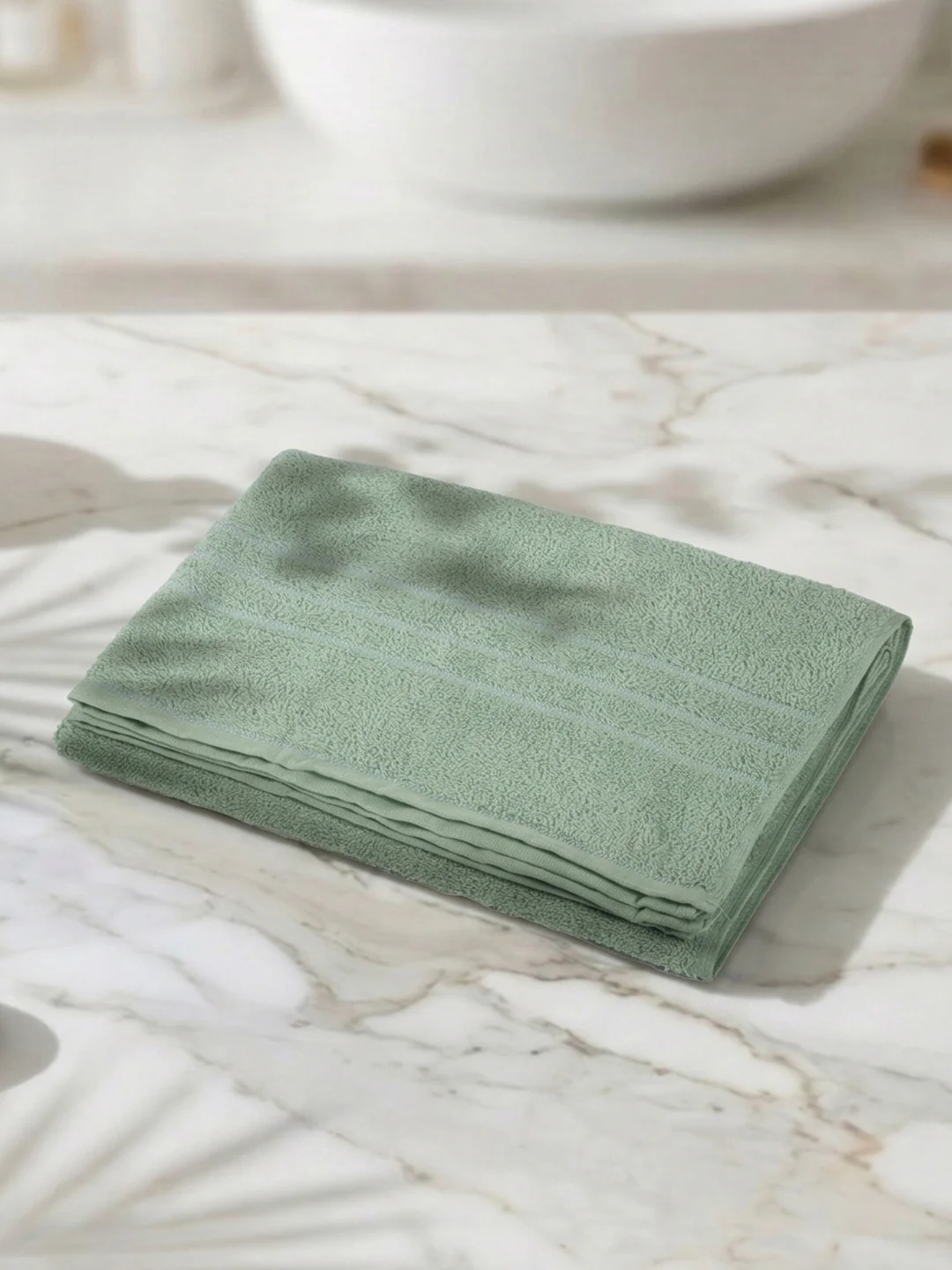 Essential Green 100% Cotton Solid 340 GSM Bath Towel Soho 1 Pc Pvc Pack - Image 2