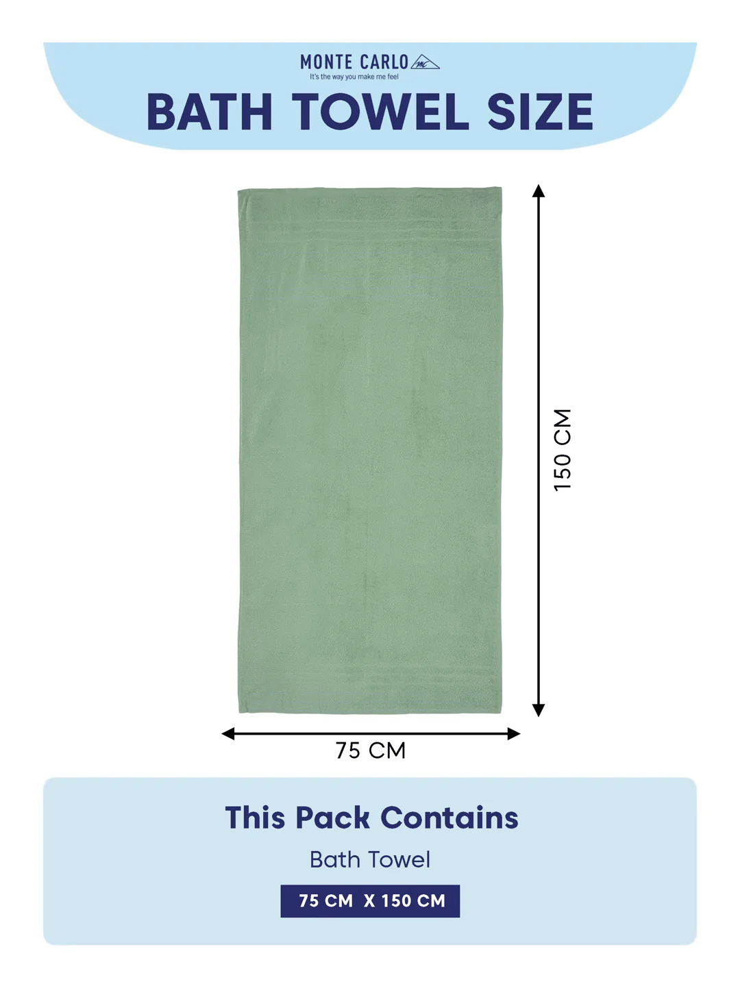 Essential Green 100% Cotton Solid 340 GSM Bath Towel Soho 1 Pc Pvc Pack - Image 8